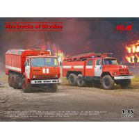 ICM 1/35 Fire trucks of Ukraine Plastic Model Kit Diorama Set