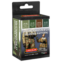 LifeColor Splittermuster 31 German Uniforms Splinter Pattern Camouflage Scheme - 4 Colour Acrylic Paint Set