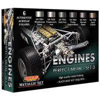 LifeColor Engines Perfect Metal Set 3 6 Colour Acrylic Paint Set