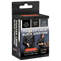 LifeColor Panzer Crew Black Uniform Camouflage Scheme - 3 Colour Acrylic Paint Set