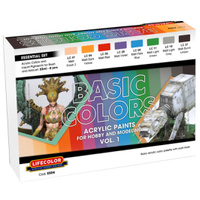 LifeColor Essential Basic Colours Set 4 (8 x 22ml Matt Colours) Acrylic Paint Set