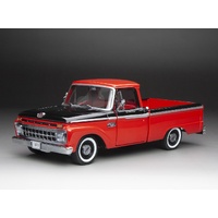 Sun Star 1/18 1965 Ford F-100 Custom Cab Pickup - Rangoon Red / Black