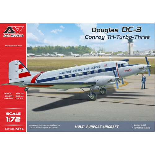 A&A Models 1/72 Conroy Tri-Turbo-3 (DC-3 Trimotor) Plastic Model Kit