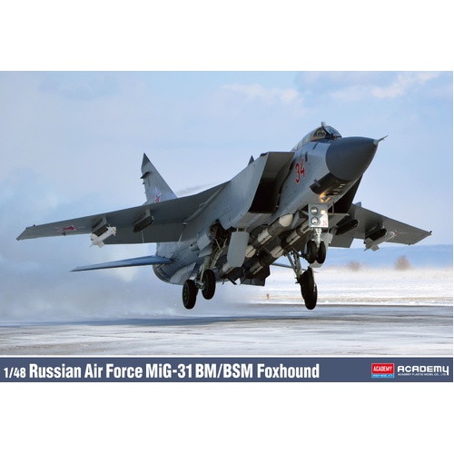 Academy 1/48 Russian Air Force MiG-31 BM-BSM Foxhound Plastic Model Kit
