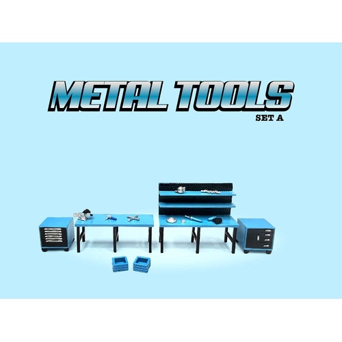 American Diorama 1/64 Metal Tools (Blue) Set A