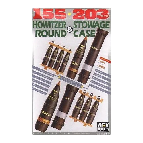 AFV Club 1/35 155/203mm Howitzer Round & Storage Case Plastic Model Kit [AF35017]