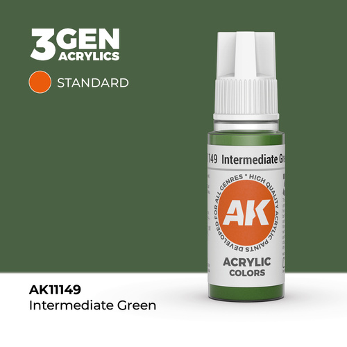 AK Interactive Intermediate Green Acrylic Paint 17ml 3rd Generation