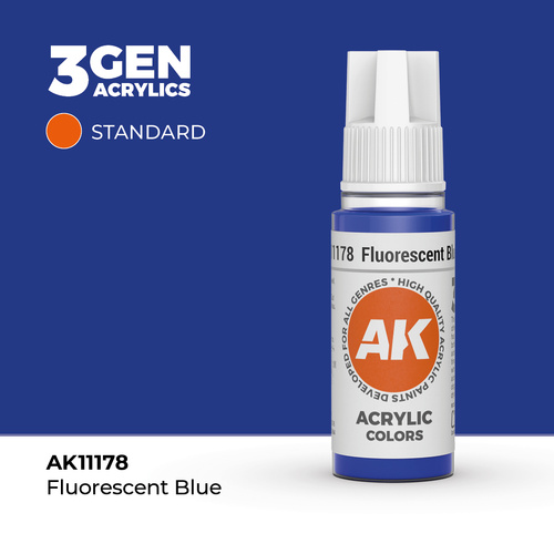 AK Interactive Fluorescent Blue Acrylic Paint 17ml 3rd Generation