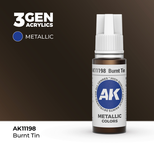 AK Interactive Burnt Tin Metallic Acrylic Paint 17ml 3rd Generation
