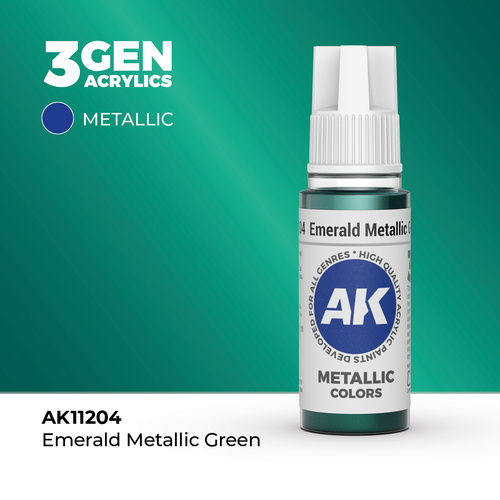 AK Interactive Emerald Metallic Green Metallic Acrylic Paint 17ml 3rd Generation