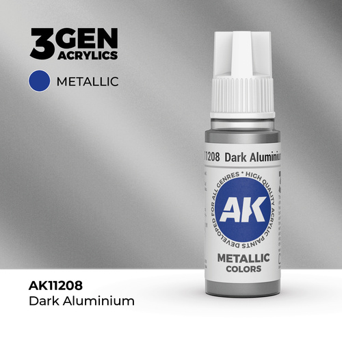 AK Interactive Dark Aluminium Metallic Acrylic Paint 17ml 3rd Generation