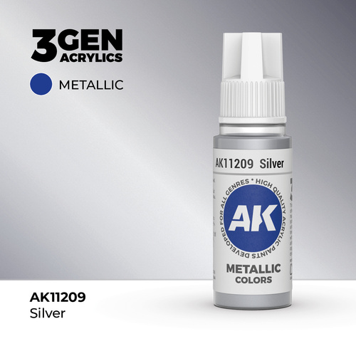 AK Interactive Silver Metallic Acrylic Paint 17ml 3rd Generation