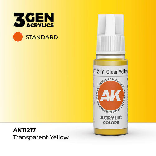AK Interactive Clear Yellow Acrylic Paint 17ml 3rd Generation