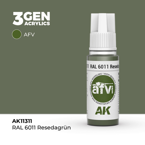 AK Interactive AFV Series: RAL 6011 Resedagrun Acrylic Paint 17ml 3rd Generation