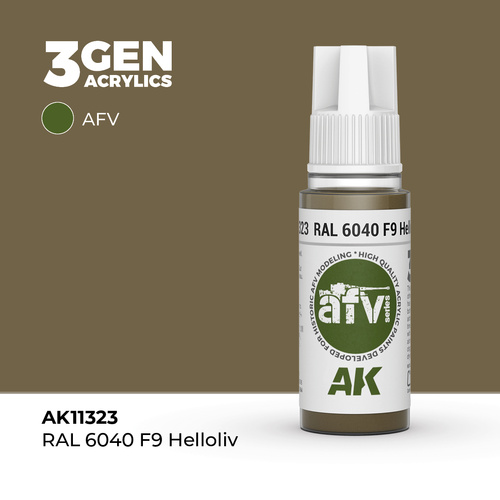 AK Interactive AFV Series: RAL 6040 F9 Helloliv Acrylic Paint 17ml 3rd Generation