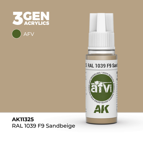 AK Interactive AFV Series: RAL 1039 F9 Sandbeige Acrylic Paint 17ml 3rd Generation