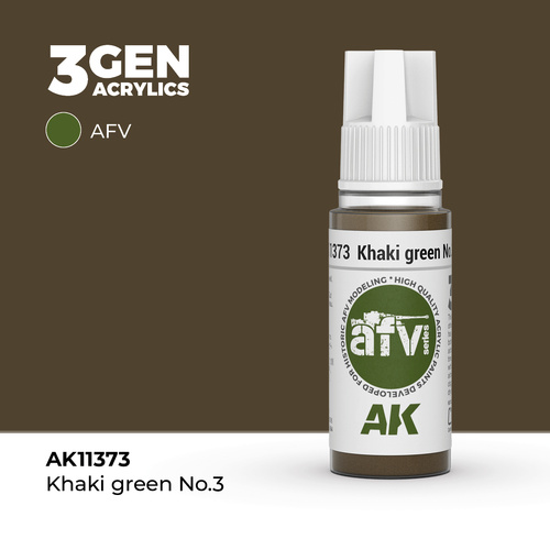 AK Interactive AFV Series: Khaki green No.3 Acrylic Paint 17ml 3rd Generation
