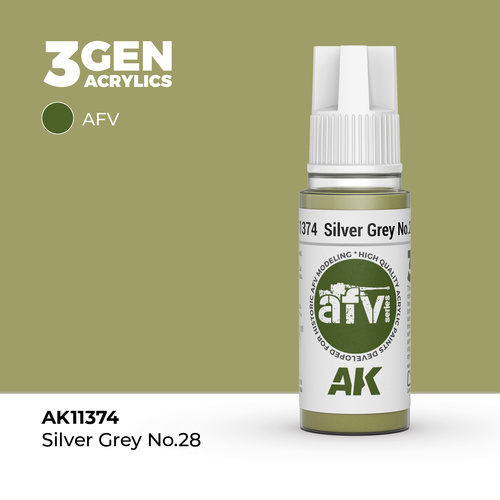 AK Interactive AFV Series: Silver Grey No.28 Acrylic Paint 17ml 3rd Generation