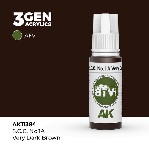 AK Interactive AFV Series: S.C.C. No.1A Very Dark Brown Acrylic Paint 17ml 3rd Generation