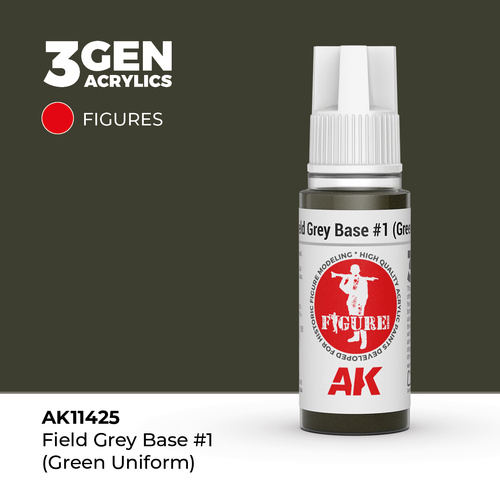 AK Interactive Figure Series: Field Grey Base #1 (Green Uniform) Acrylic Paint 17ml 3rd Generation