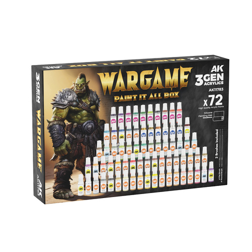 AK Interactive Wargame: Paint It All Box (72 Colours) Acrylic Paint Set 3rd Generation