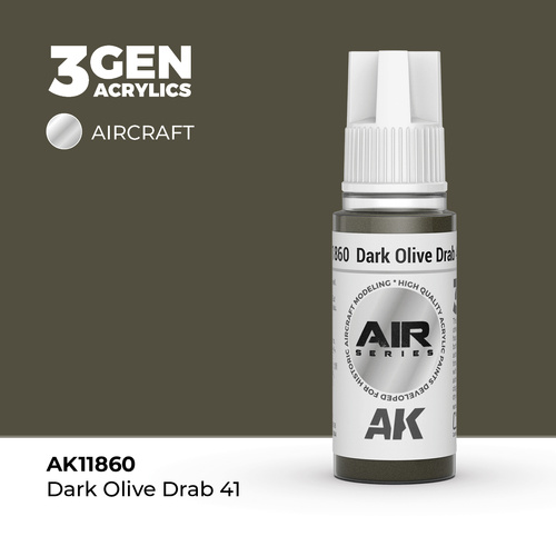 AK Interactive Air Series: Dark Olive Drab 41 Acrylic Paint 17ml 3rd Generation