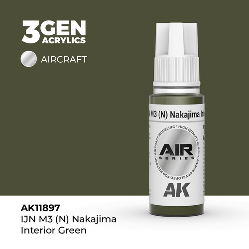 AK Interactive Air Series: IJN M3 (N) Nakajima Interior Green Acrylic Paint 17ml 3rd Generation