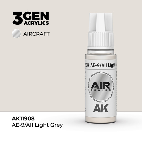 AK Interactive Air Series: AE-9/AII Light Grey Acrylic Paint 17ml 3rd Generation