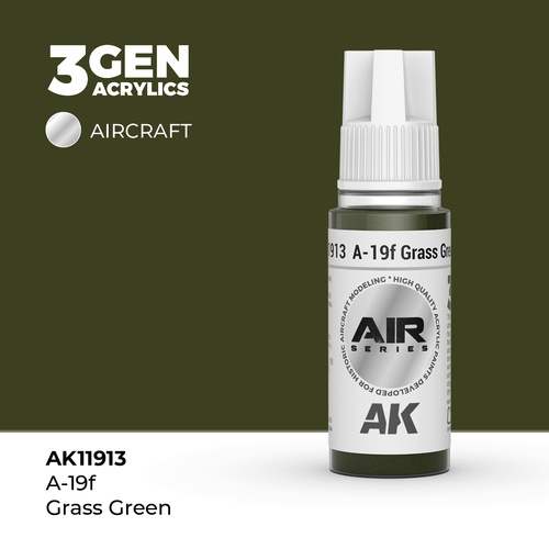 AK Interactive Air Series: A-19f Grass Green Acrylic Paint 17ml 3rd Generation