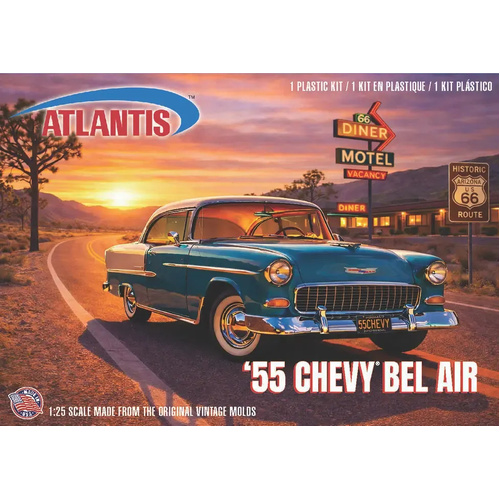 Atlantis 1/25 U.S. Route 66 - 1955 Chevrolet Bel Air Hardtop Plastic Model Kit