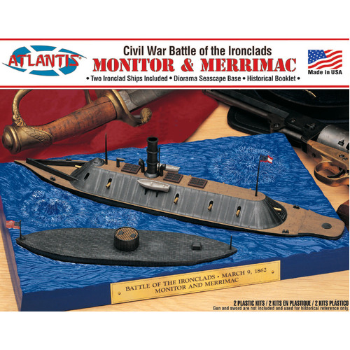Atlantis Monitor and Merrimack Civil War Set Plastic Model Kit