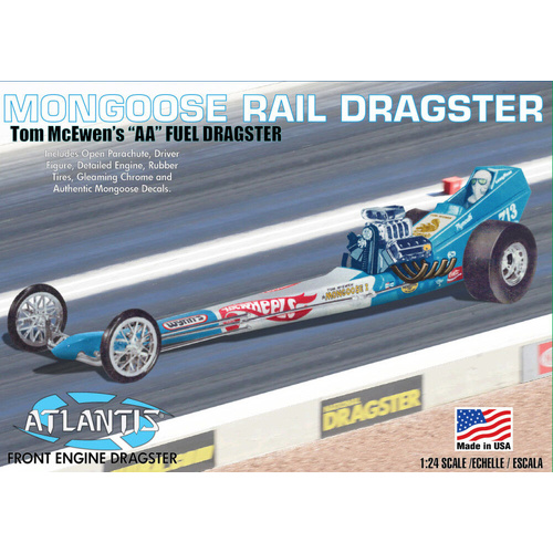 Atlantis 1/24 Tom McEwen Mongoose Front Engine Rail Dragster Plastic Model Kit