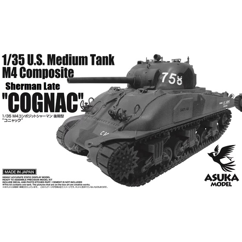 Asuka 1/35 U.S. Medium Tank M4 Composite Sherman Late "Cognac" Plastic Model Kit