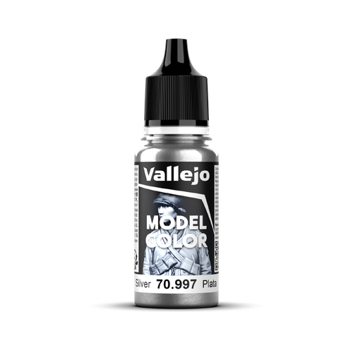 Vallejo Model Colour #195 - Silver - 18 ml Metallic Acrylic Paint