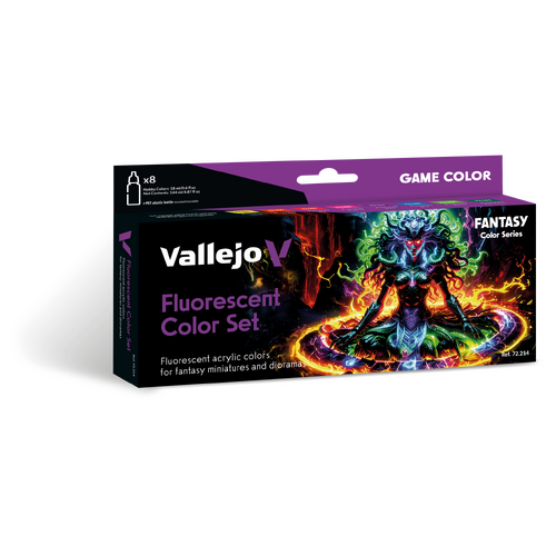 Vallejo Game Colour: Fluorescent Colours (8 Colours) Acrylic Paint Set
