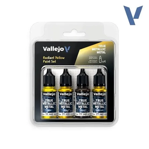 Vallejo True Metallic Metal Radiant Yellow - 4 Colour Paint Set
