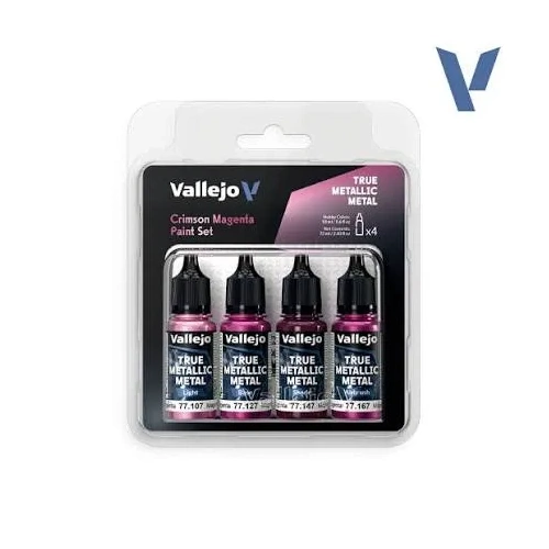 Vallejo True Metallic Metal Crimson Magenta - 4 Colour Paint Set