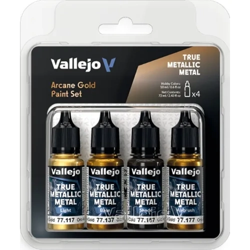 Vallejo True Metallic Metal Arcane Gold - 4 Colour Paint Set