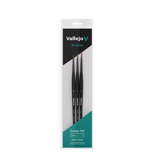 Vallejo Hobby Brushes: Detail Design Set - Synthetic fibers (Sizes 0, 1 & 2)
