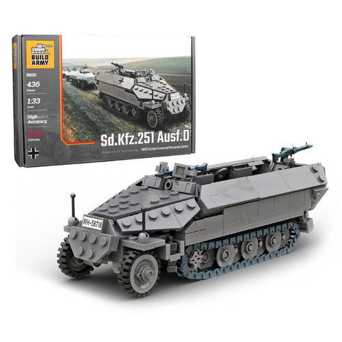 Build Army Sd.Kfz.251 Ausf.D - WWII German Armoured Personnel Carrier Model Brick Kit