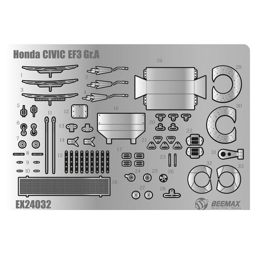 Beemax 1/24 Honda Civic EF3 Gr.A 1989 Macau Guia Race Detail-Up Parts