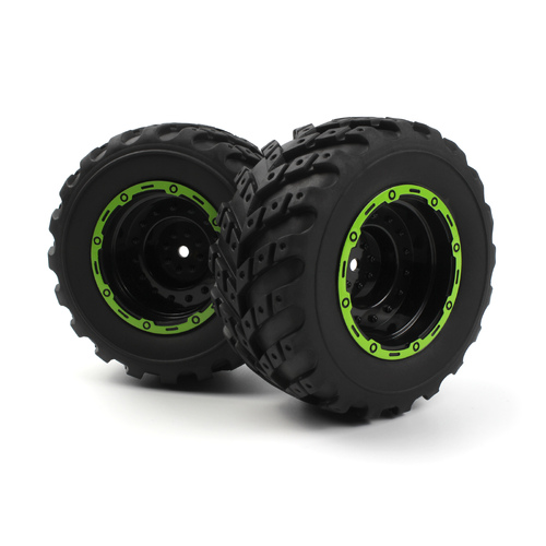 Blackzon Smyter MT Wheels/Tires Assembled (Black/Green)