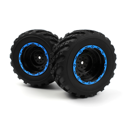 Blackzon Smyter MT Wheels/Tires Assembled (Black/Blue)
