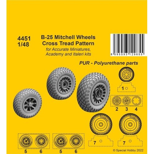 CMK 1/48 B-25 Mitchell Wheels/ Cross Tread Pattern