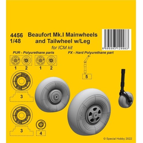 CMK 1/48 Beaufort Mk.I  Mainwheels and Tailwheel w/Leg