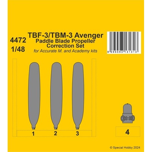 CMK 1/48 TBF-3/TBM-3 Avenger Paddle Blade Propeller Correction Set  for Accurate/Academy kits