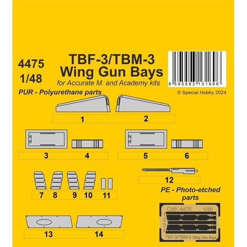CMK 1/48 TBF-3/TBM-3 Wing Gun Bays  / for Accurate/Academy kits