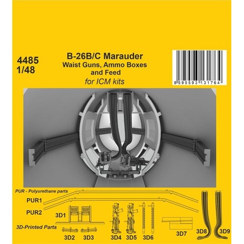 CMK 1/48 B-26B/C Marauder Waist Guns Ammo Boxes and Feed  / for ICM kit
