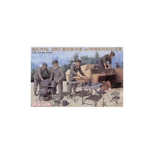 Dragon 1/35 Sd.Kfz. 250 Engine w/ Mechanics Plastic Model Kit [6112]