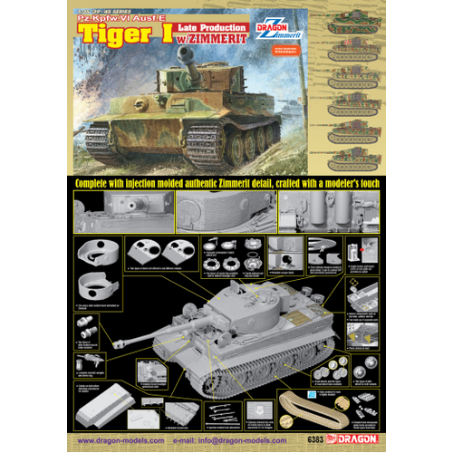 Dragon 1/35 Pz.Kpfw.VI Ausf.E Tiger I Late Production w/ Zimmerit [6383]